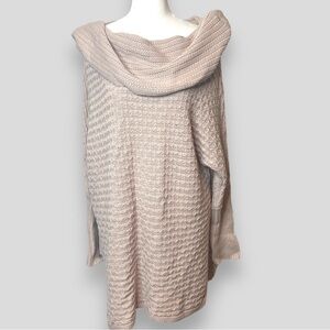 NWOT Off Shoulder Slouchy Sweater Chunky Knit Size L Light Pink Shein